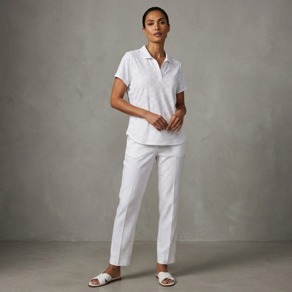 Tommy Bahama Island Active Women's XL White Pineapple Print Polo‎ Shirt - NWT